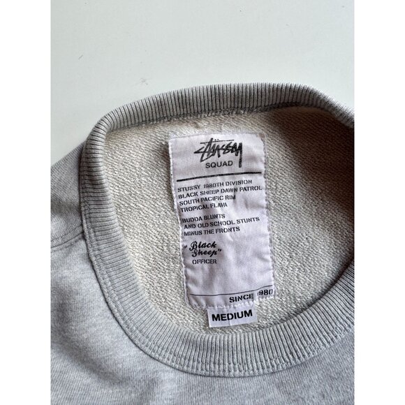 STUSSY Heather Grey Cotton Terry "Black Sheep" Relaxed Sweatshirt, Size M - Picture 11 of 15